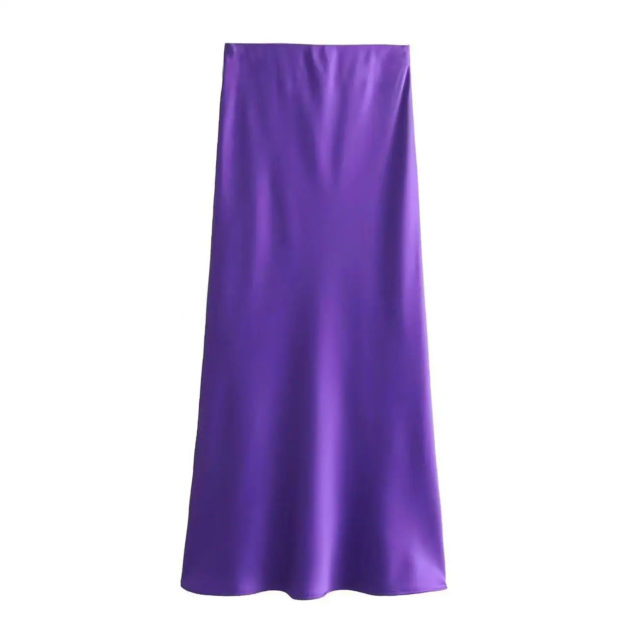 Chic Silk Texture Tight Elegant Solid Satin High Waist Slim Midi Skirt