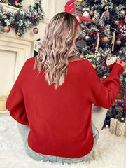 Elegant Soft Loose Red Pullover Female Winter Warm Christmas Sweater Sweaters-L