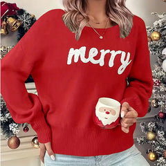 Loose Pullover Elegant Winter Warm Trendy Christmas Sweater Red / S Sweaters-L