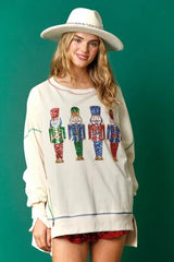 Sweet Fresh Korean Sequins Thickened Versatile Christmas Hoodie White / S Hoodies-L
