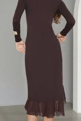 Ruffled Long Sleeve Bodycon Midi Dress