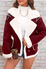 Collared Plush Warm Casual Winter Christmas Outerwear