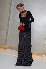 Square Neck Polka Dot Maxi Dress