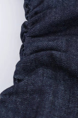 Denim Lapel Zipper Midi Dress