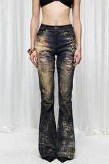 Ornate Graphic Plus Size Washed Flare Jeans