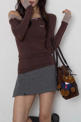 Color Block One Shoulder Knit Top