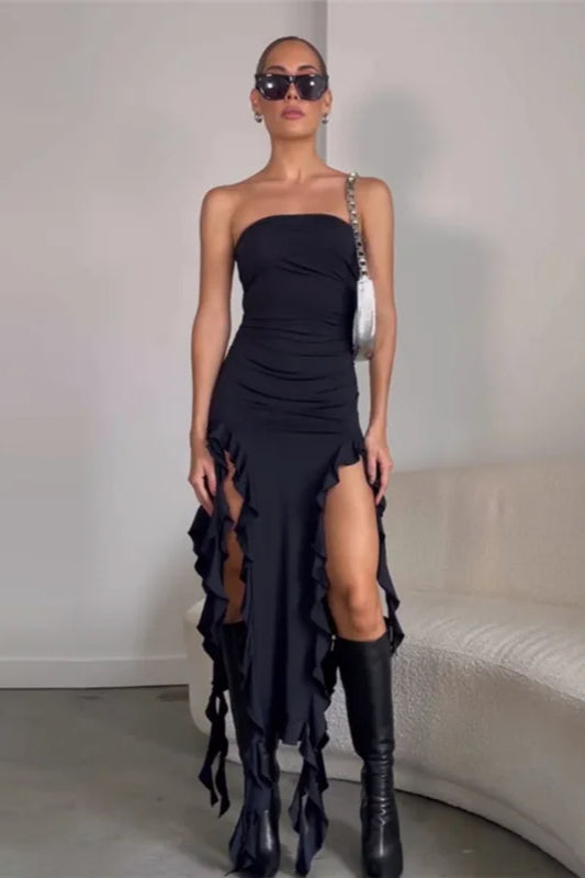 Irregular Backless Midi Dress