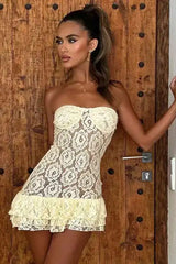 Lace Strapless Mini Dress