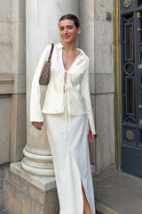 Satin Tie Front Blouse