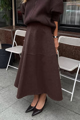 Suede Knit High-Waist Skirt
