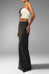 Polka Dot Slim Midi Skirt