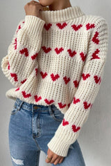 Heart Jacquard Knit Sweater