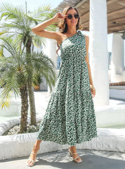 One-Shoulder Flowered Ruffled For Gown Holidays S / Blue Dresses