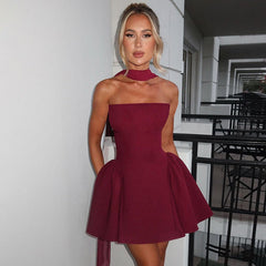 Skylene Mini Dress - Maroon