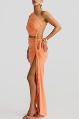 Delia Asymmetrical Dress - Orange