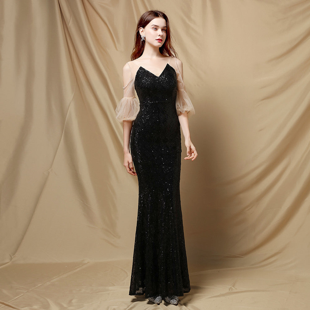 Quinn Sequin Scroll Charming Puff Sleeve Dress S.o. Long Dresses