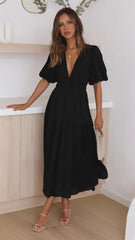 Brunch It Right Midi Dress - Black