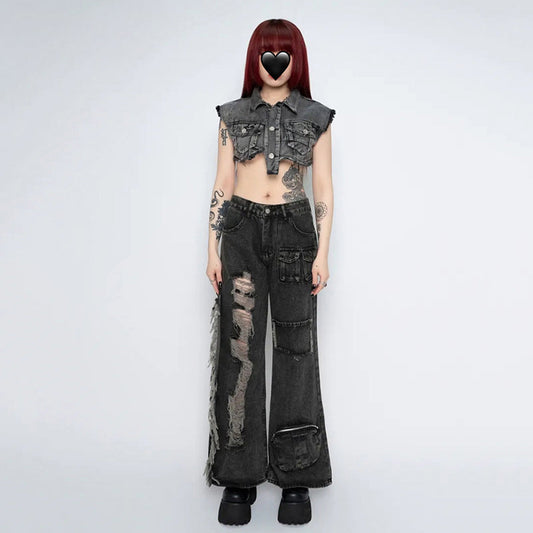 Patchwork Tassel Halloween Flare Pants