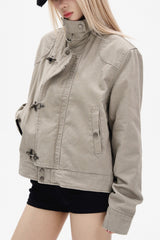Vintage Toggle Stand Collar Utility Jacket
