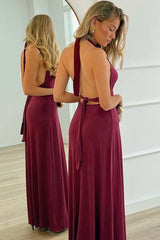 Deep V Halter Backless Slip Dress