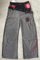 Double Waist Barrel Leg Wide Jeans