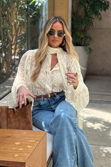 Scarf Tie Lace Blouse