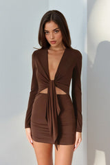 Square Neck Lace Trim Mini Dress