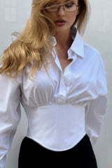 Court Style Tie Waist Blouse