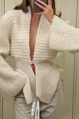 One Button Asymmetrical Knit  Blouse