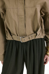 Hem Belt Cropped Utility Coat