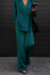 Satin Flowy Office Two Piece Pants Set