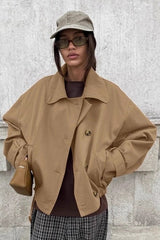 Loose Khaki Retro Trench Jacket
