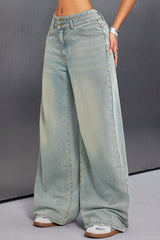 Button Front Vintage Wide Jean