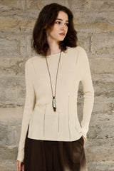 Lyocell Wool Side Slit Knit Top