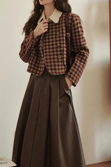 Vintage Plaid Single Breasted Christmas Outerwear