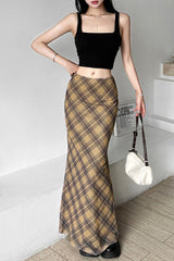 Plaid High Waist Bodycon Christmas Skirt