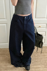 Polka Dot Wide Leg Barrel Jeans