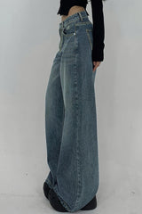 Distressed Wide Leg Floor Length Jean