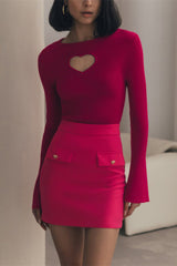 Heart Cutout Tight Knit Sweater