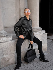 Leather Satire Shirt - Black