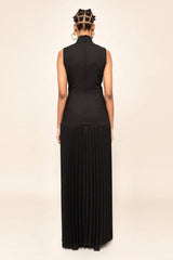 Pleated Cutout Maxi Dress