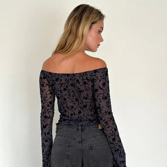 Rush Off-Shoulder Top-Dark Blue