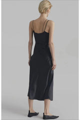 Asymmetrical Cami Solid Satin Silk Dress