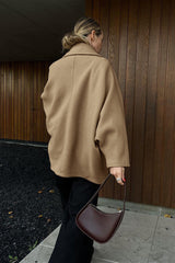Brown Oversized Batwing Sleeve Button Front Coat