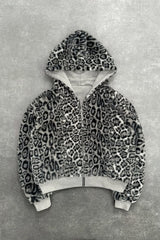 Reversible Leopard Lined Zip Up Hoodie
