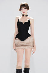 Solid Color Backless Tube Fleece Two Piece Set