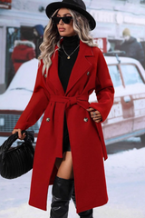 Classic Double Breasted Wool Belted Chic Christmas Outerwear