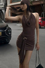 Low Cut Backless Mini Dress