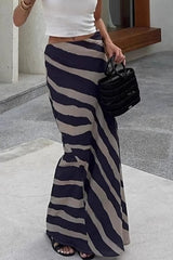 High-Waist Zebra Maxi Skirt