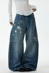 Star Panel Deconstructed Barrel Leg Jeans